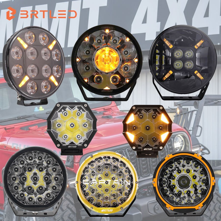Brtled Versatile 9inch 120W Amber Offroad Ideal Driving Sport LED Car Headlight
