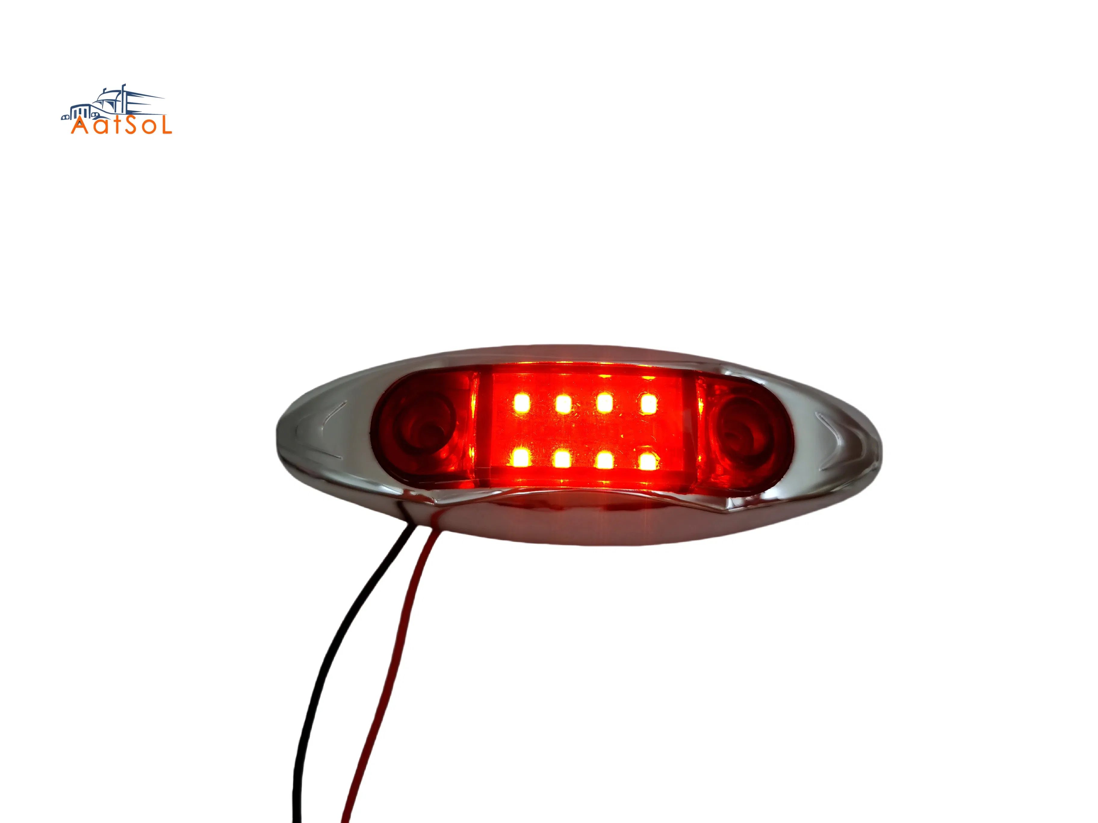 Светодиодный габаритный фонарь 8LED красный хром, 10-30В