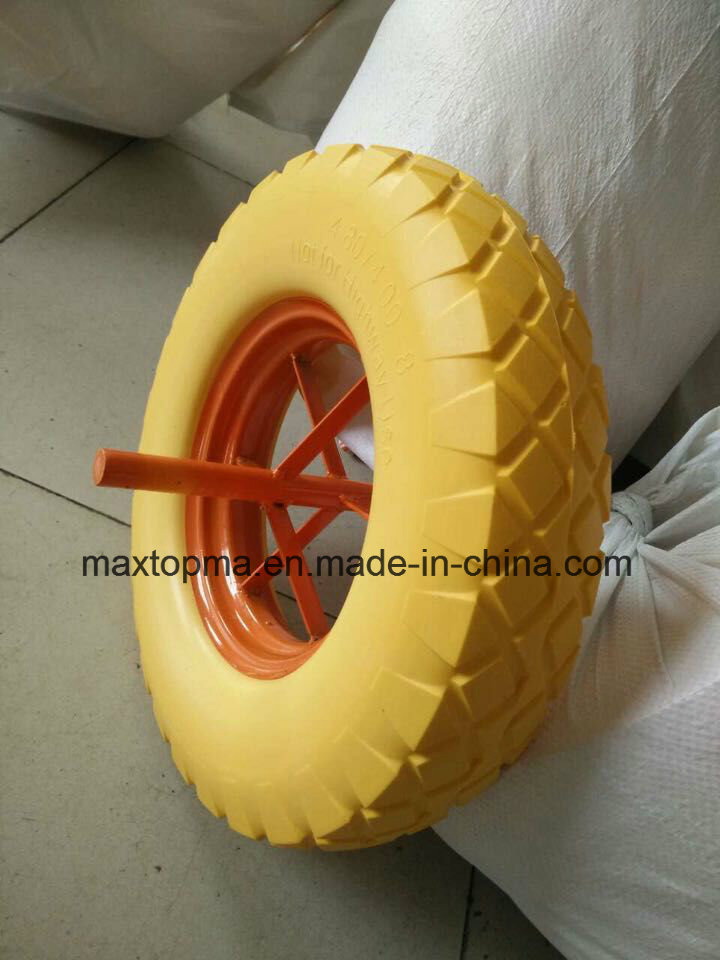 Колесо 4.00-8 с цельной ПУ-пеной и квадратным протектором