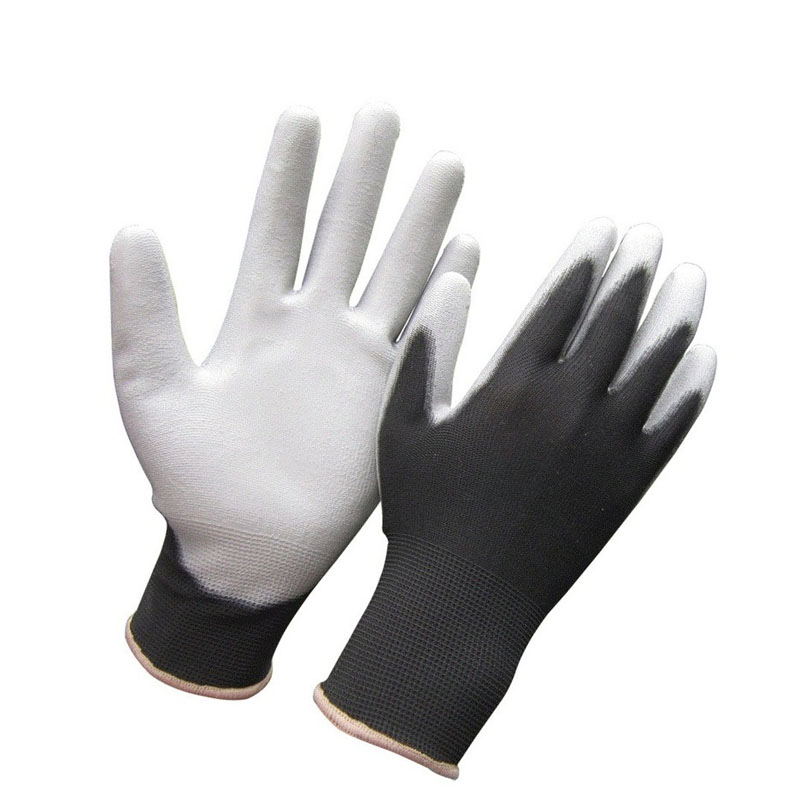 Grey PU Gloves Palm Coated Safety Work Glove China Manufacturer