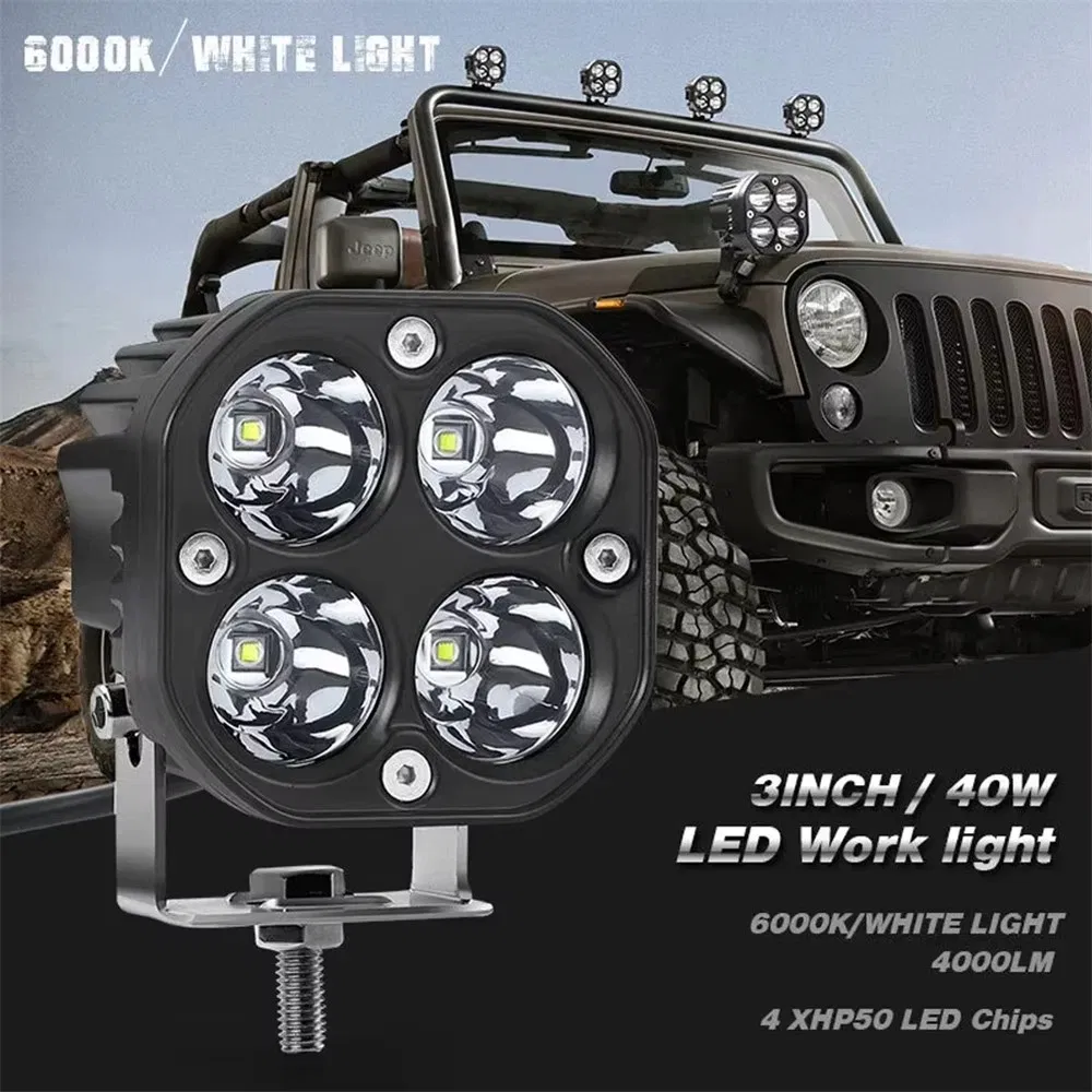 for Truck SUV ATV 12V 24V Waterproof LED Spotlight Yellow off-Road Fog Lamp Driving Work Light