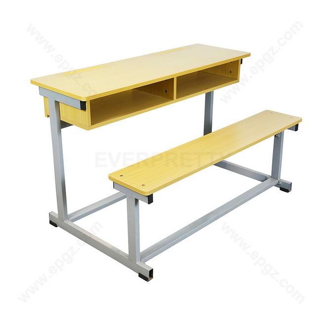 Modern Design Durable School Desk and Chair Set – Double Table Wooden Furniture for Students