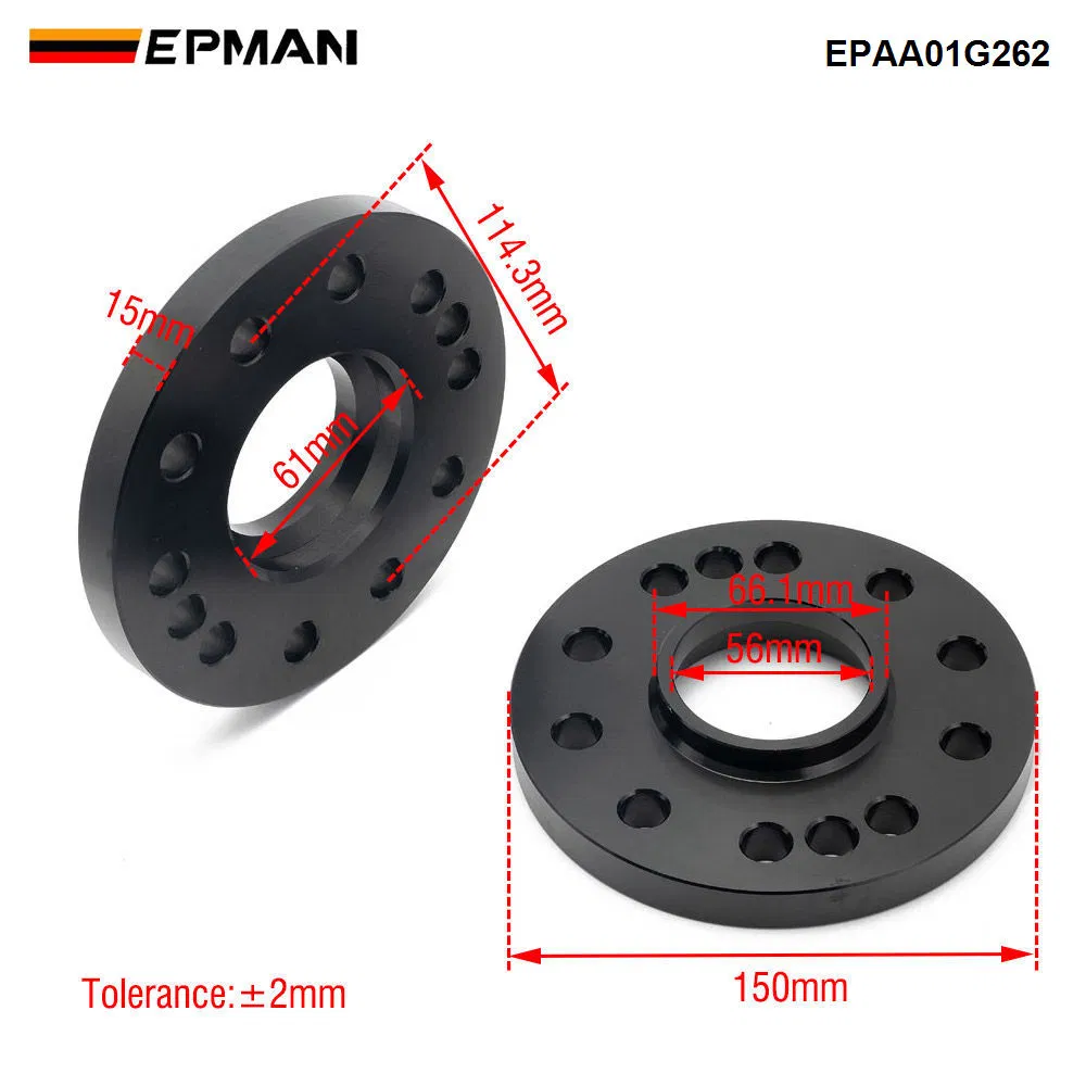 Epman 1 Pair 15mm Wheel Spacers for Nissan - 66.1mm Hub Centric, 4/5X114.3 PCD, T6061 Aluminum, Hard Anodized, Premium Fitment Epaa01g262