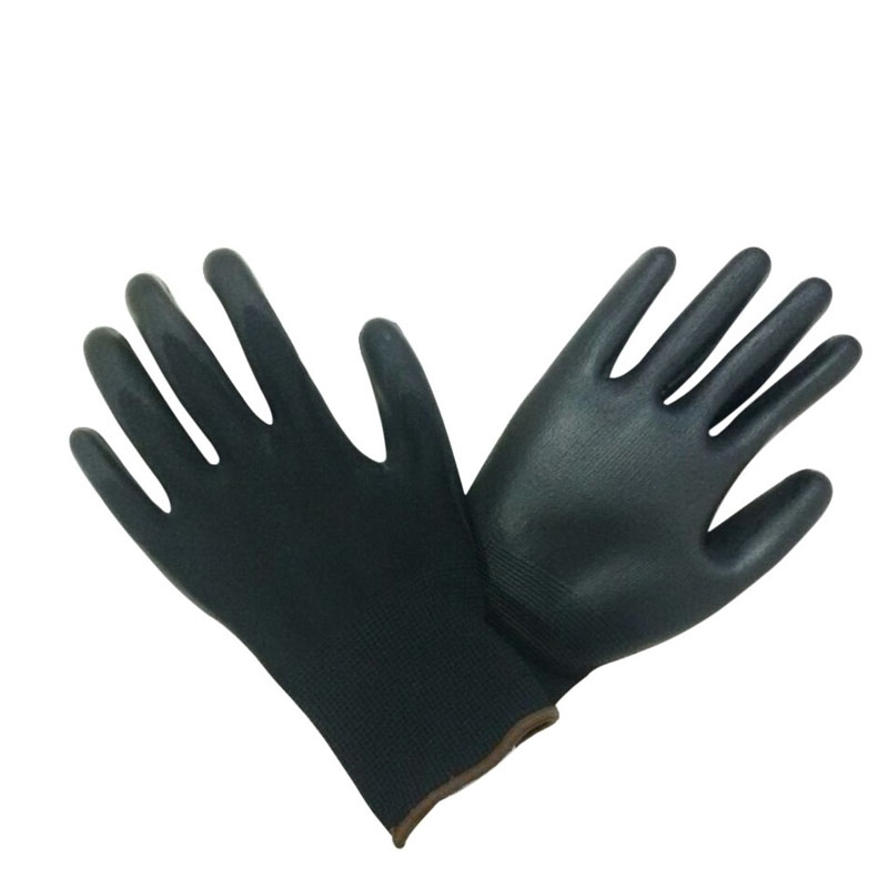 Grey PU Gloves Palm Coated Safety Work Glove China Manufacturer