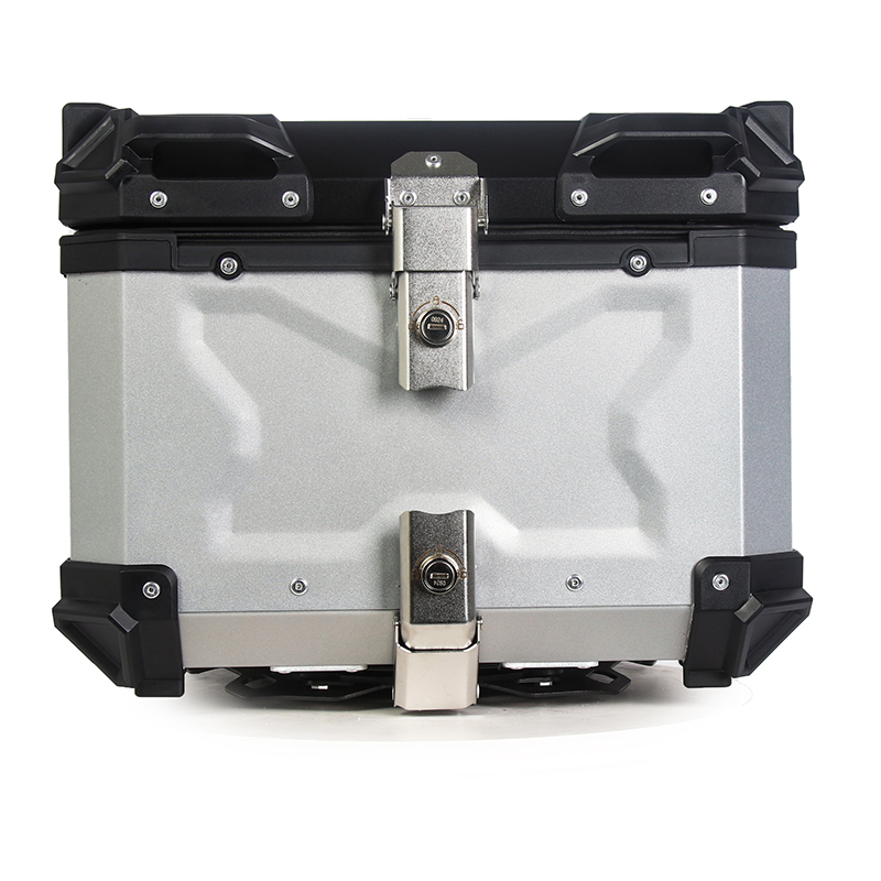 Motorcycle Top Case Tail Box 45L Thick Aluminum Hard Motorcycle Trunk with Backrest Motorcycle Box Tail Box Motorcycle Trunk Storage Rear Tour Box
