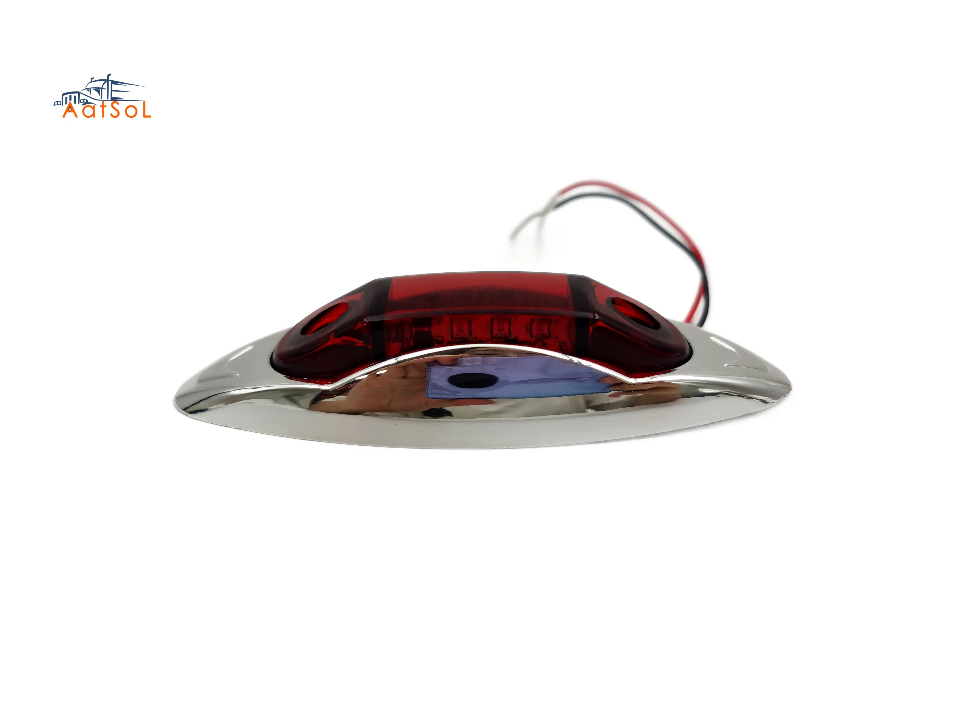 Светодиодный габаритный фонарь 8LED красный хром, 10-30В