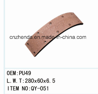 PU49 Algeria Nigeria Heavy Duty Truck Brake Lining
