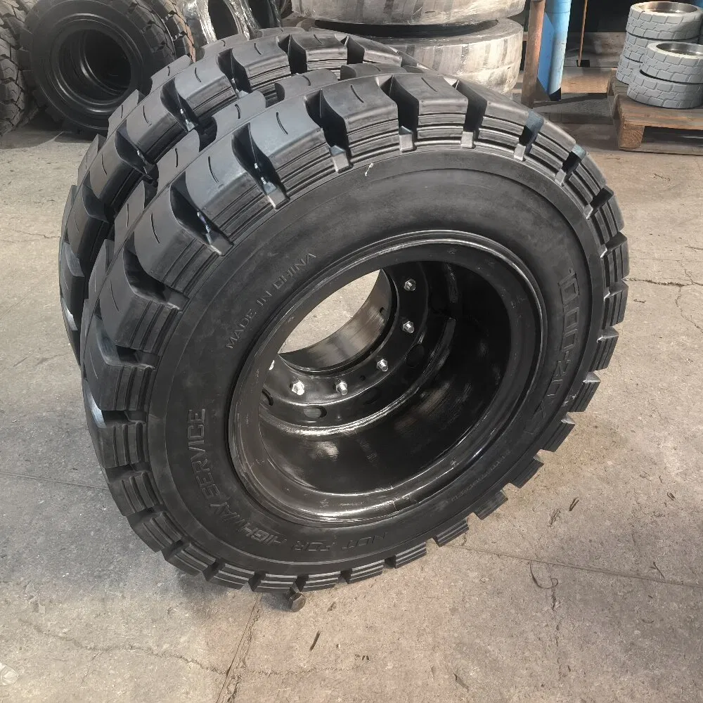 Anygo Brand 10.00-20 Xz06 Solid Tire with Rim for Terex Mhl340 etc Material Handler Equipment, Heavy Duty Forklift Tire