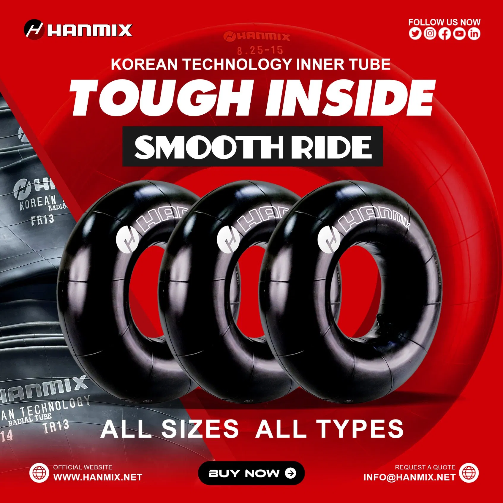 Камеры для грузовиков и тракторов Hanmix 750-16, 7.50-20