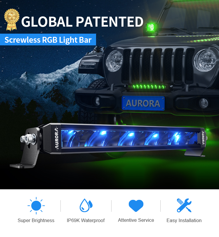 Aurora New Car RGB LED Light Bar Offroad IP69K LED Light Bar