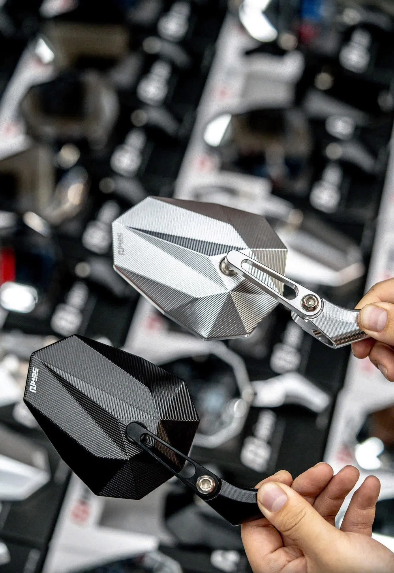 H2c CNC Motorbikes Side Rearview Mirror Motorcycle Riding Accessories