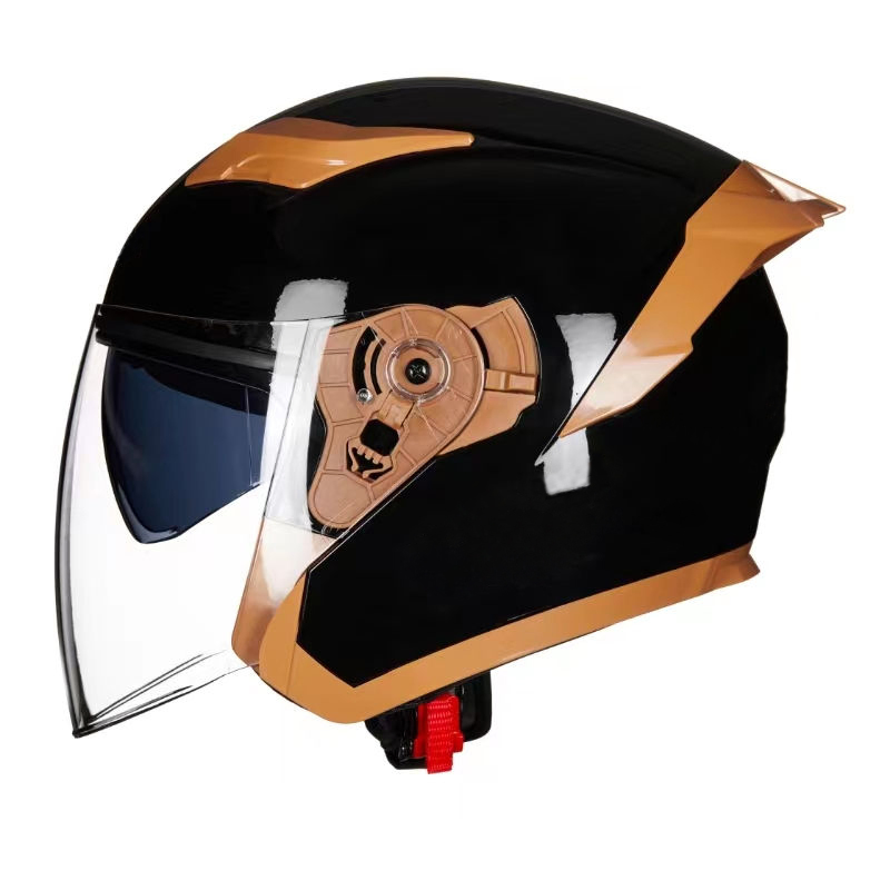 DOT Open Face Motorcycle Helmet Dual Visor with Washable Liner