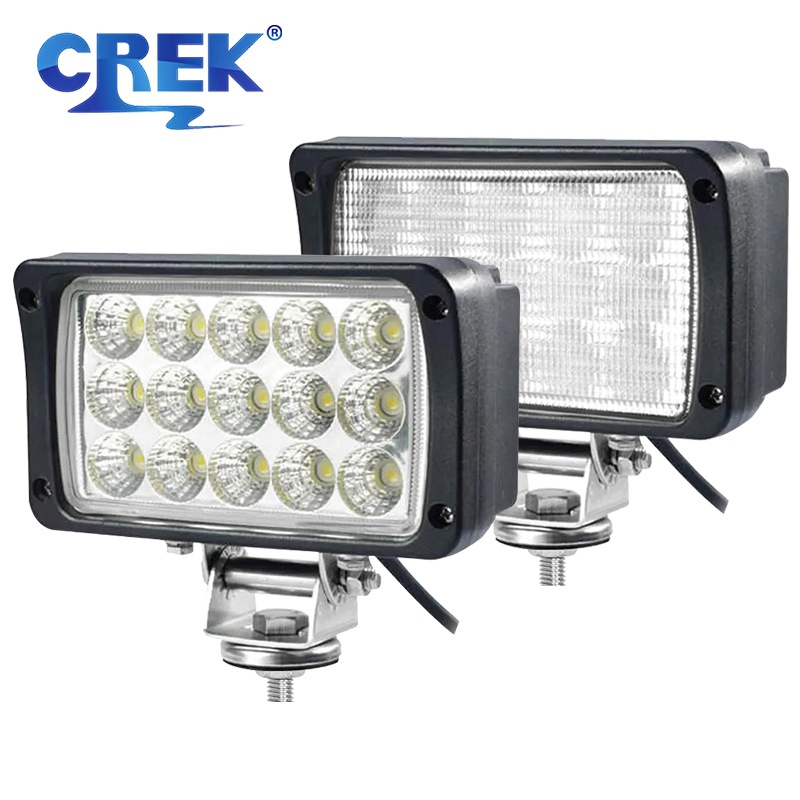 6" 45W Square Spot Flood LED Work Light for Excavator Tractor Harvester Mower Crane, Car Offroad 4X4 SUV Truck Roof Auxiliary Driving Lamp