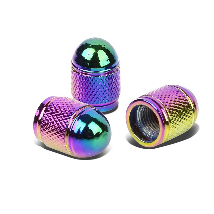 Customized Titanium CNC Parts CNC Burnt Titanium Motorcycle Knurled Tire Valve Cap Cover for Wheel Decoration