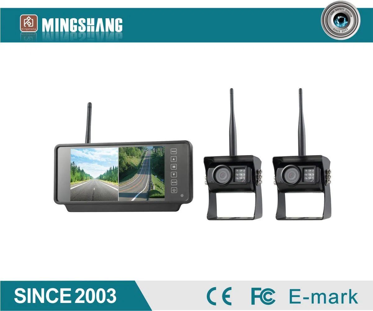 7 Inch Quad Rear View Mirror Camera System with Heavy Duty Camera