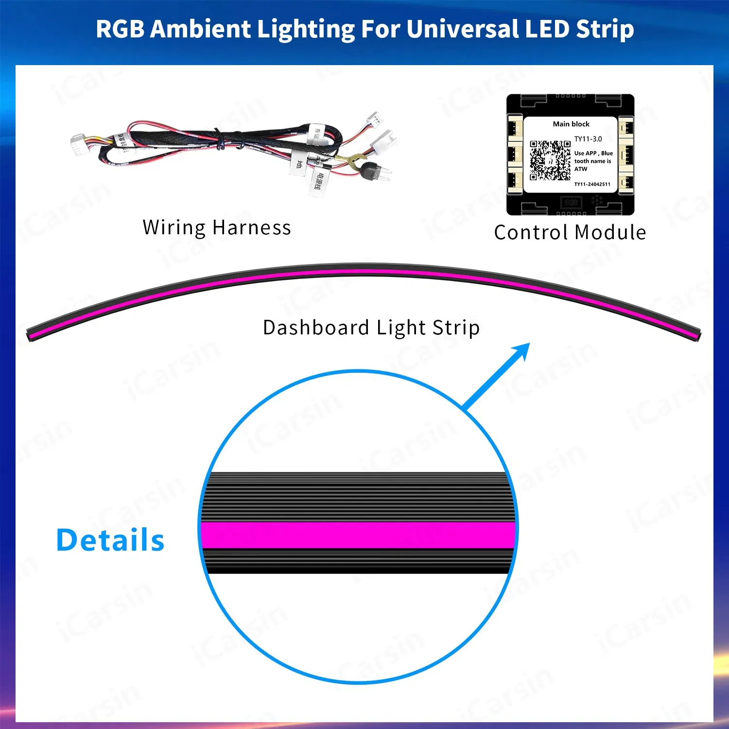 150cm Universal Ambient Light Dashboard Surrounding Strip Lights Interior Light Accessories