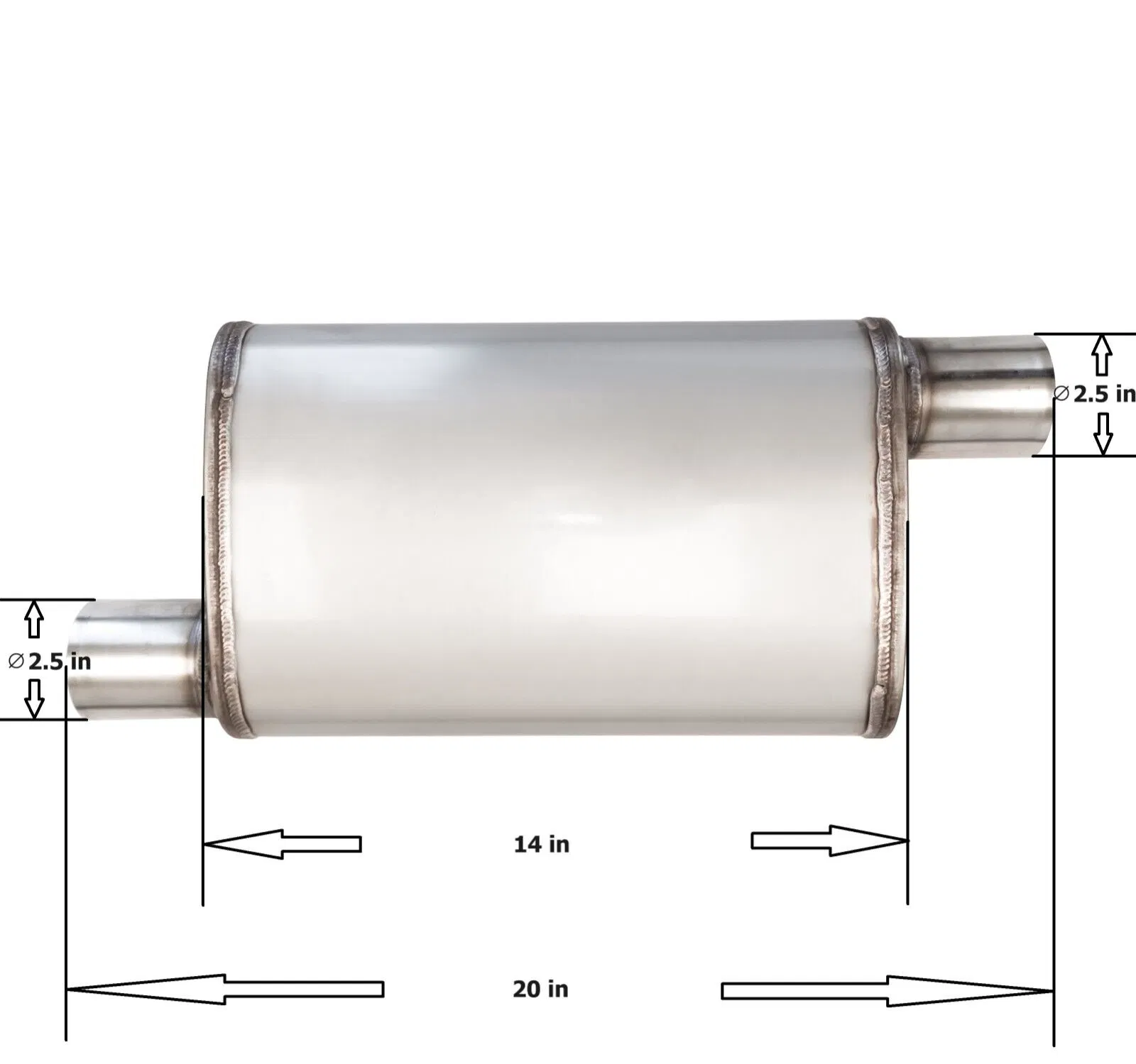 Глушитель MAX-569575 овальный 2.5 дюйма, нержавеющая сталь