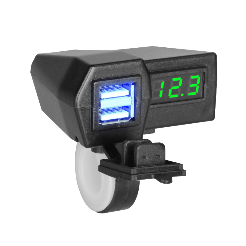 USB-зарядка для мотоцикла с дисплеем напряжения, 12V/24V