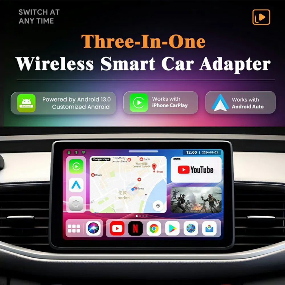 Адаптер GT8 3 в 1 для Android Auto и CarPlay, 8+128 ГБ