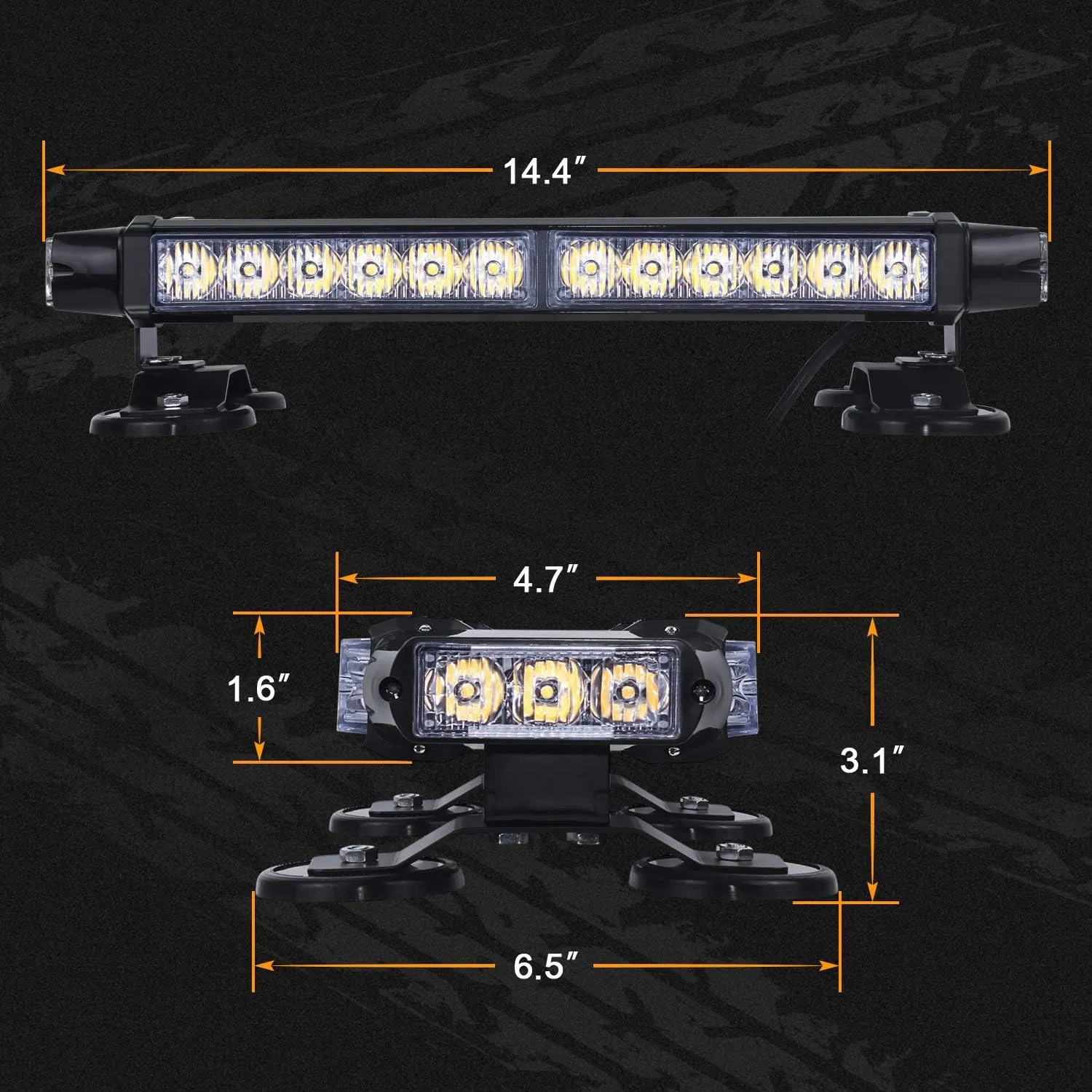 Car Long Row Double-Sided Stick Light Strobe Light Roof Warning Light Emergency Flash Strobe Light Magnet Ceiling Warning Light