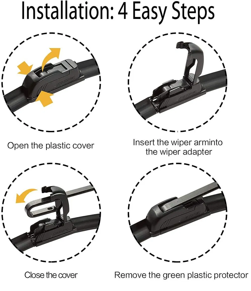 Universal U or J Hook Auto Windshield Wiper Blades