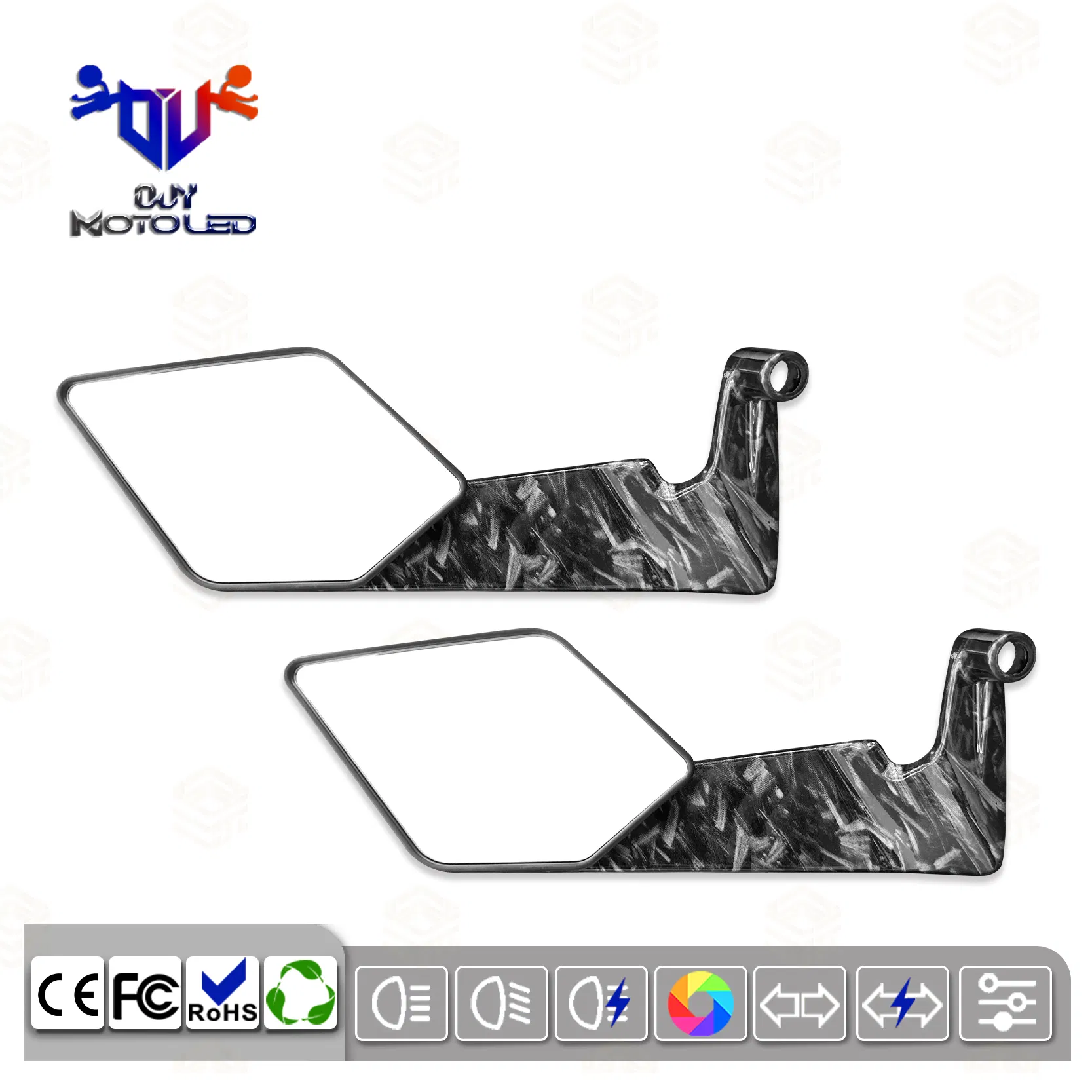 Motorcycle Universal Large Rearview Mirror Reflector Forged Pattern Accessories