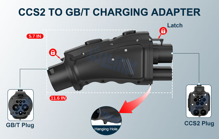EV Charging Connector 1000V 250A DC CCS2 to Gbt Adapter Charger
