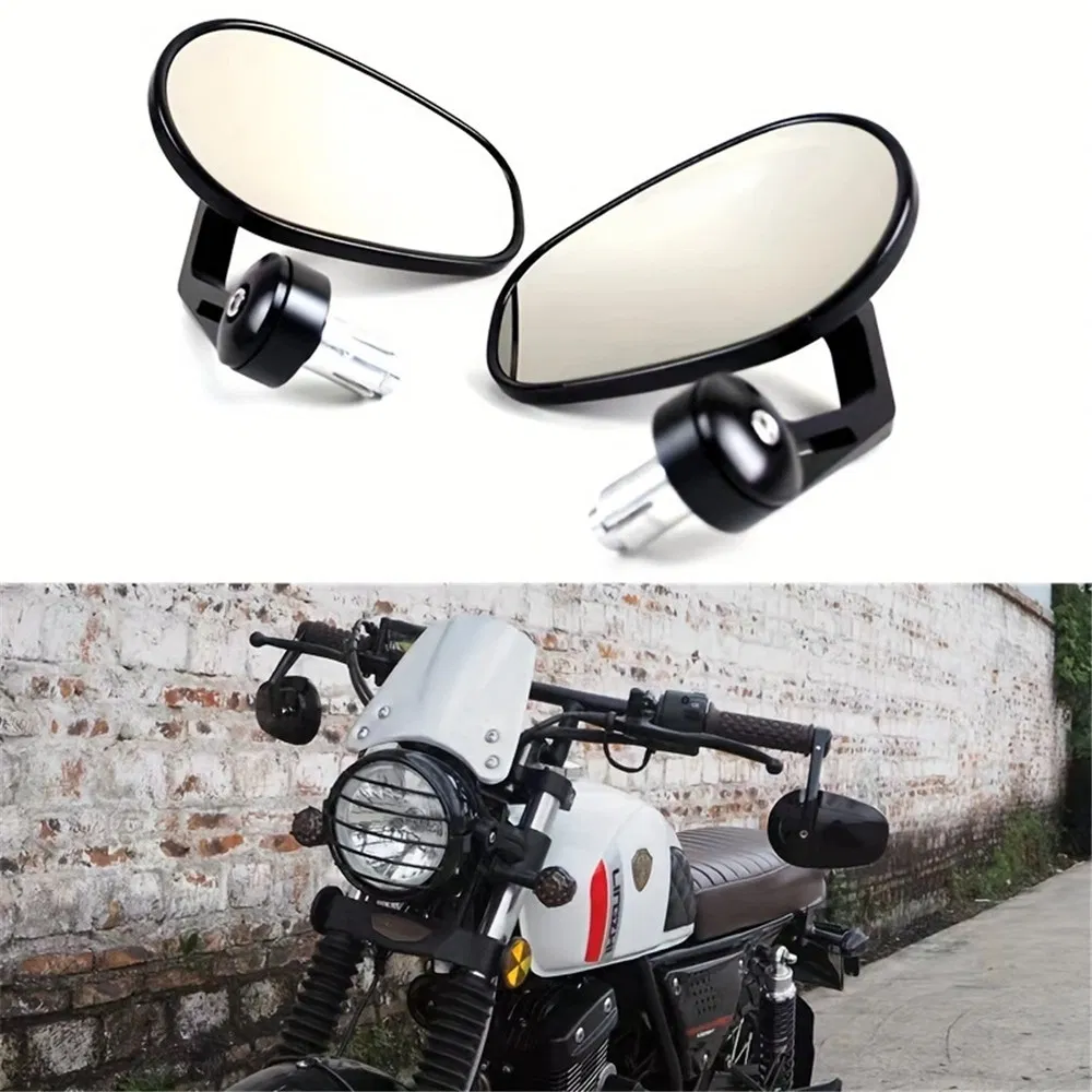 Motorcycle Rearview Mirror CNC Machined Oval Bike Mirrors - Includes Official ECE Certification Papers