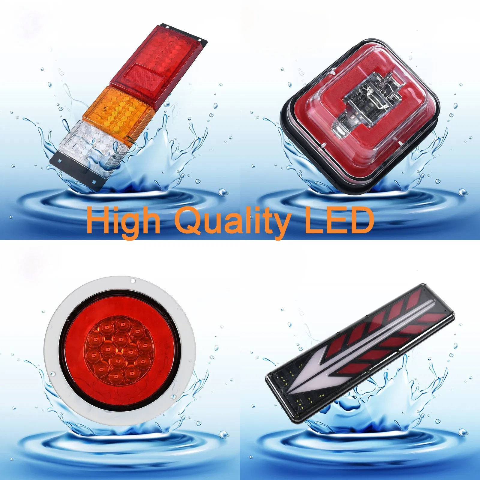 6 Inch Oval Arrow Turn Signal Lights Brake Side Marker Lamp LED Tail Lights for Truck Trailer Bus Dump Truck