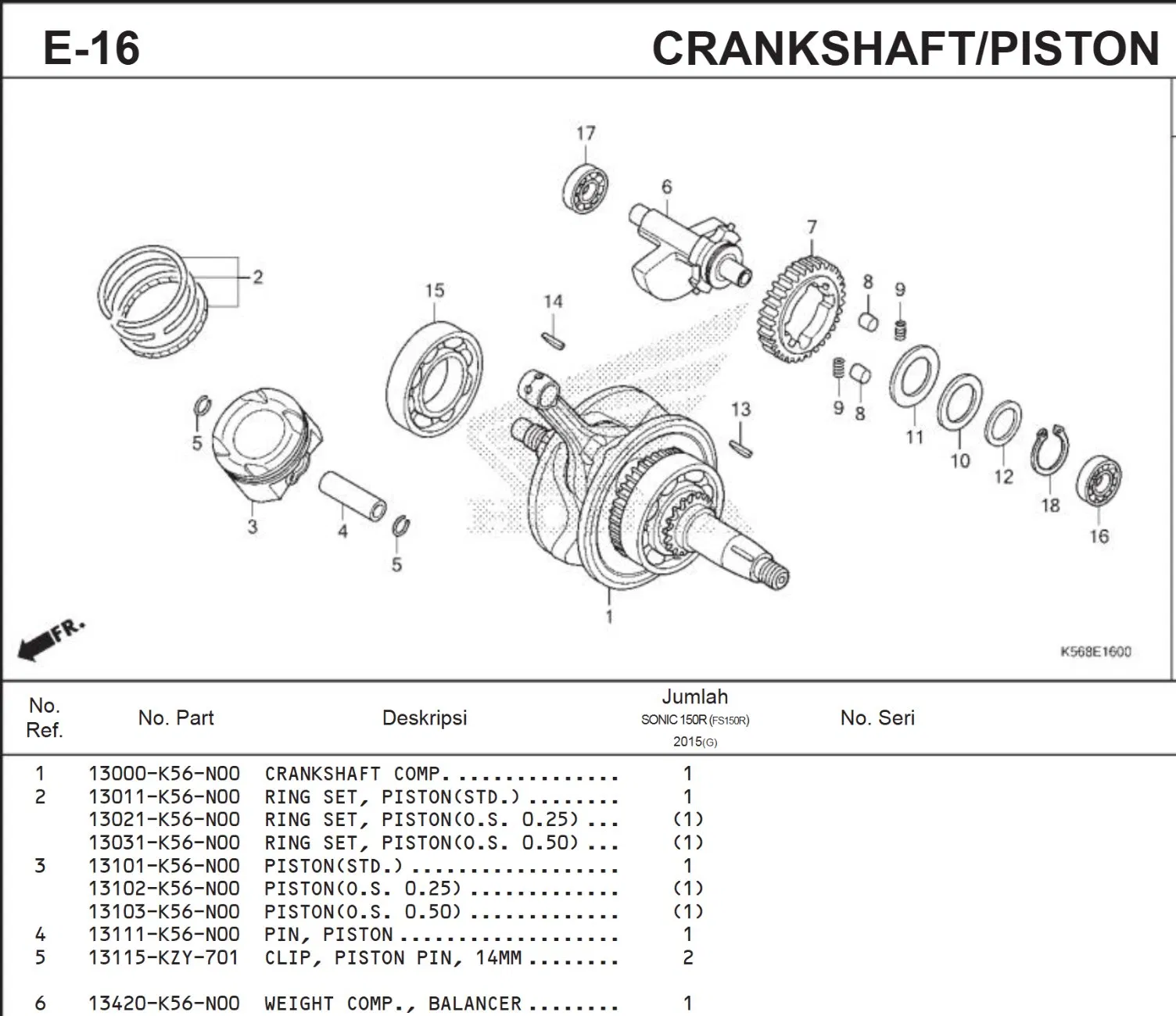 Motorcycle Engine Weight Comp Blancer for Cbr150 LED/Sonic 150 (13420-K56-N00)