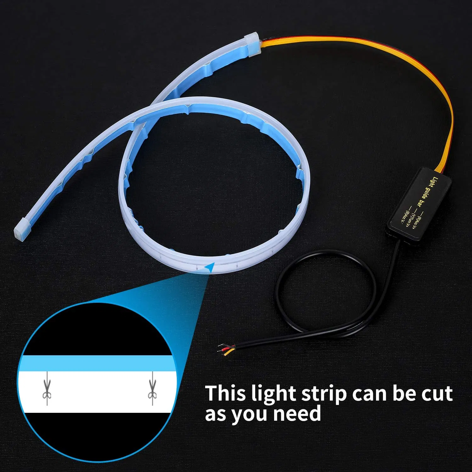 30cm 45cm 60cm Ultra-Thin Car LED Daytime Running Strip Light Soft Tube LED Strips Colorful Water Light Guide Car Light Strips