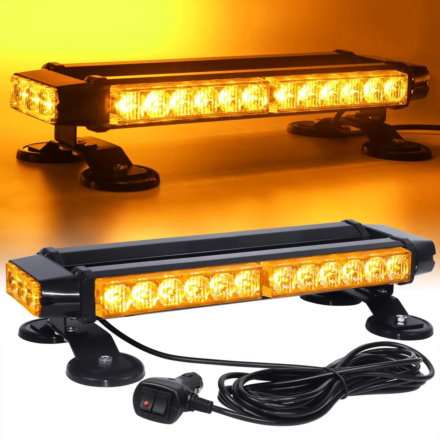 Car Long Row Double-Sided Stick Light Strobe Light Roof Warning Light Emergency Flash Strobe Light Magnet Ceiling Warning Light