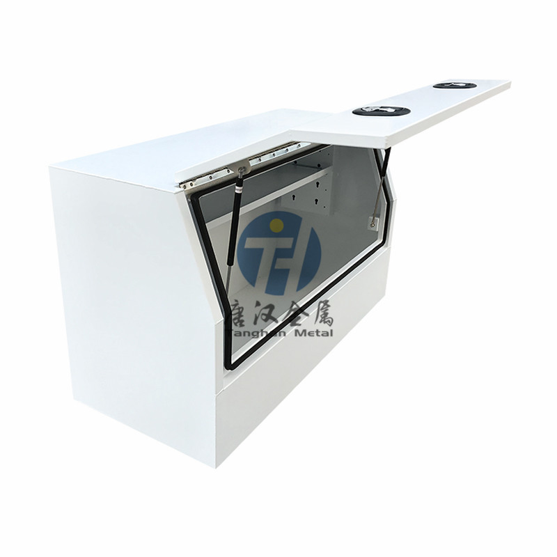 2 Drawers 1400*600*820 Aluminum Flat Alloy Plate Pick Truck Bed Storage Toolbox with Waterproof Whale Tail Locks for Ute in White Color Powdercoated.