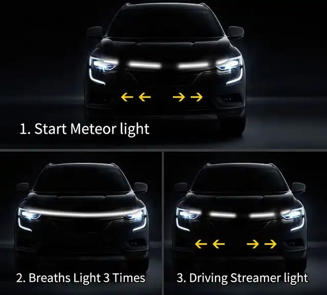 Universal Flexible Strip LED Car Daytime Running Light Auto Hood Decorative Atmosphere Lamp