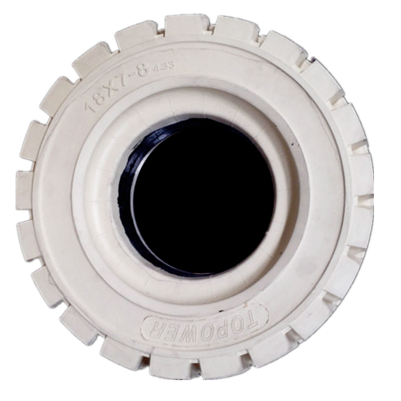 Topower Non Marking Solid Rubber Tyres 18X7-8 21X8-9 23X9-10 27X10-12 28X9-15 for Forklift Genie Jlg Snorkel
