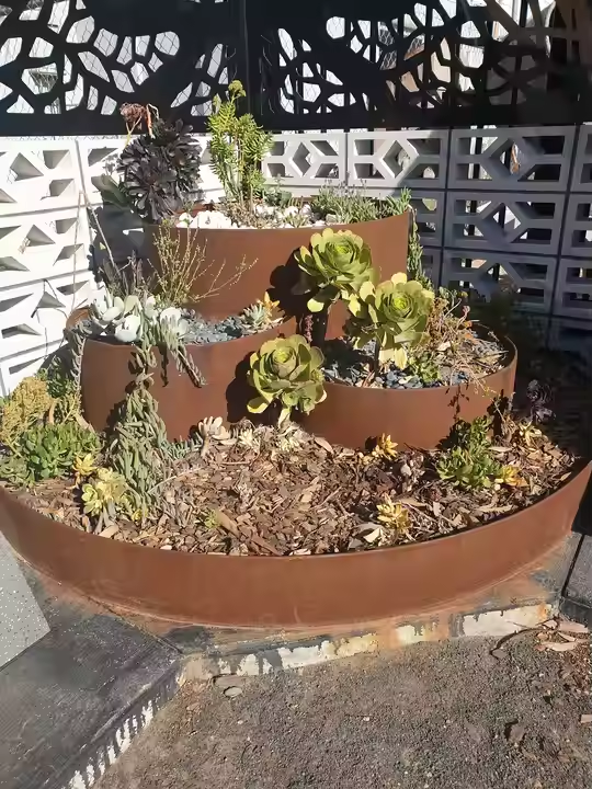 Открытые прямоугольные садовые плантаторы из металла серии Corten — прочные и стильные