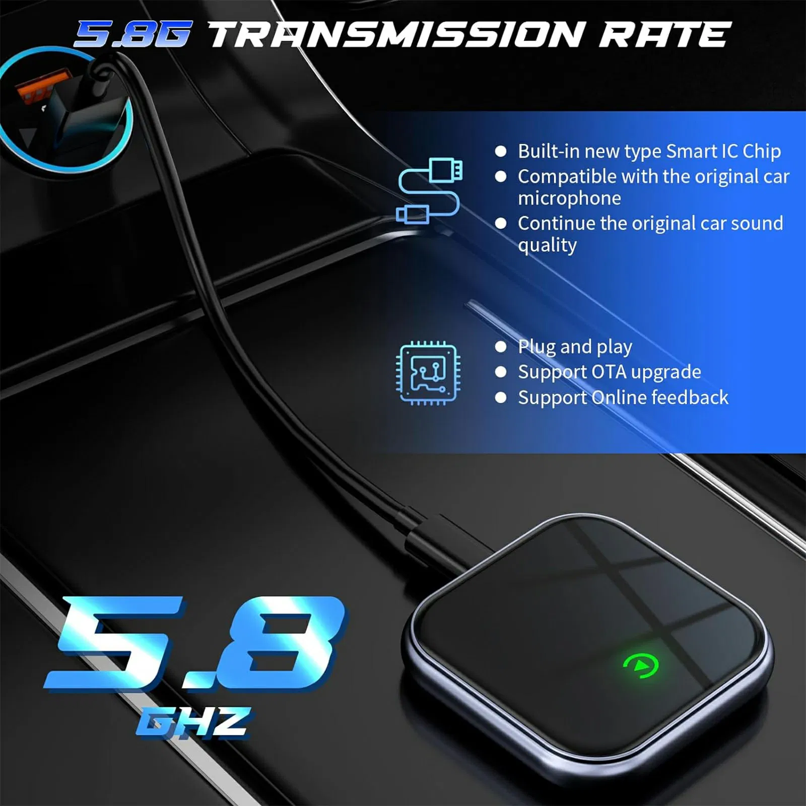 Адаптер By963 для CarPlay: WiFi и Bluetooth