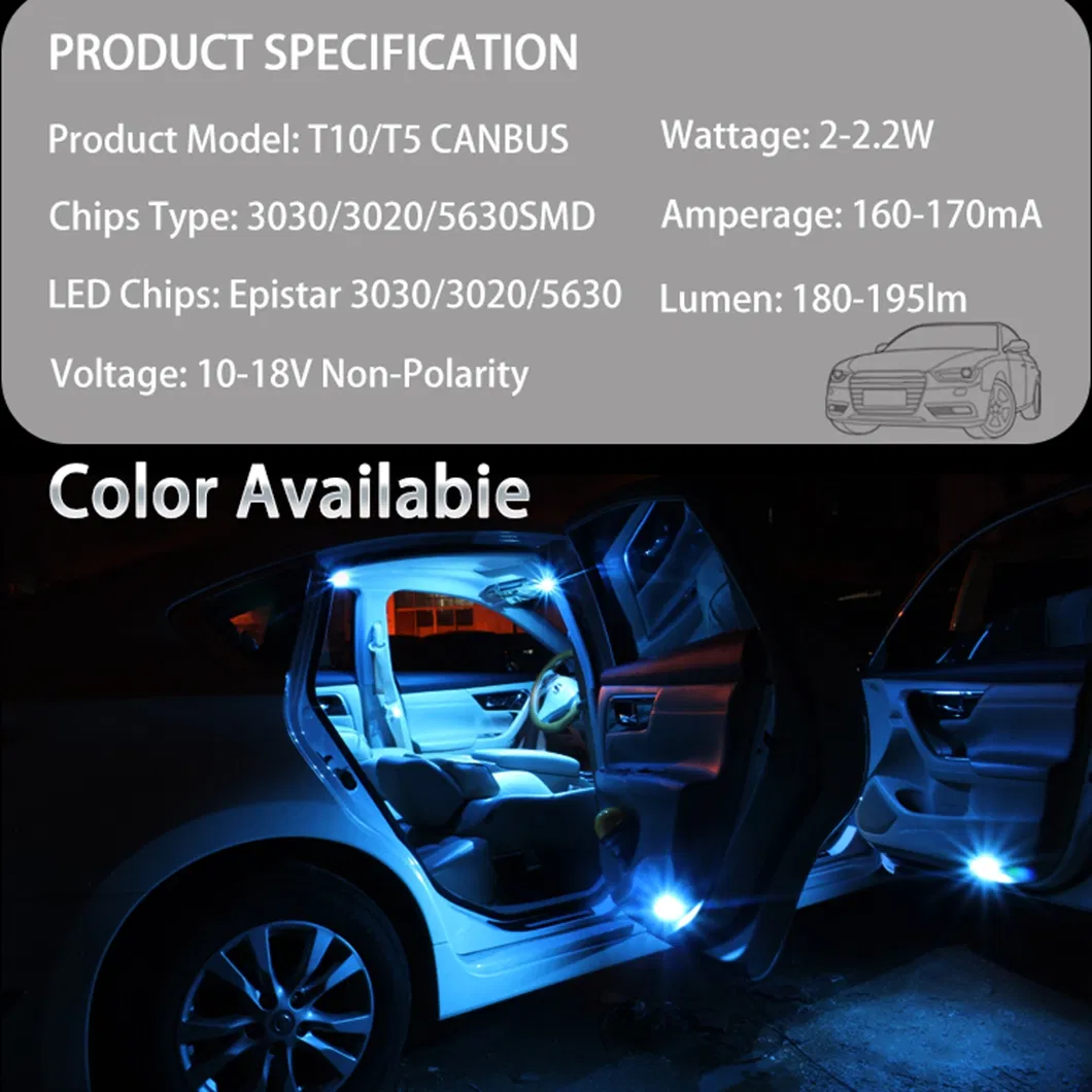 Светодиодная лампа T10 195lm для салона автомобиля