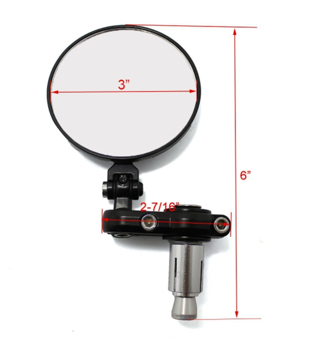 Motorcycle Round Folding Handlebar End Mirrors Motorbike Black Rearview Glass Side Mirror