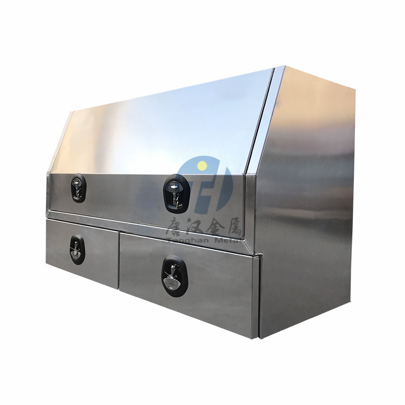 Aluminum Flat Alloy Plate Truck Bed Tool Storage Box with 2 Drawer