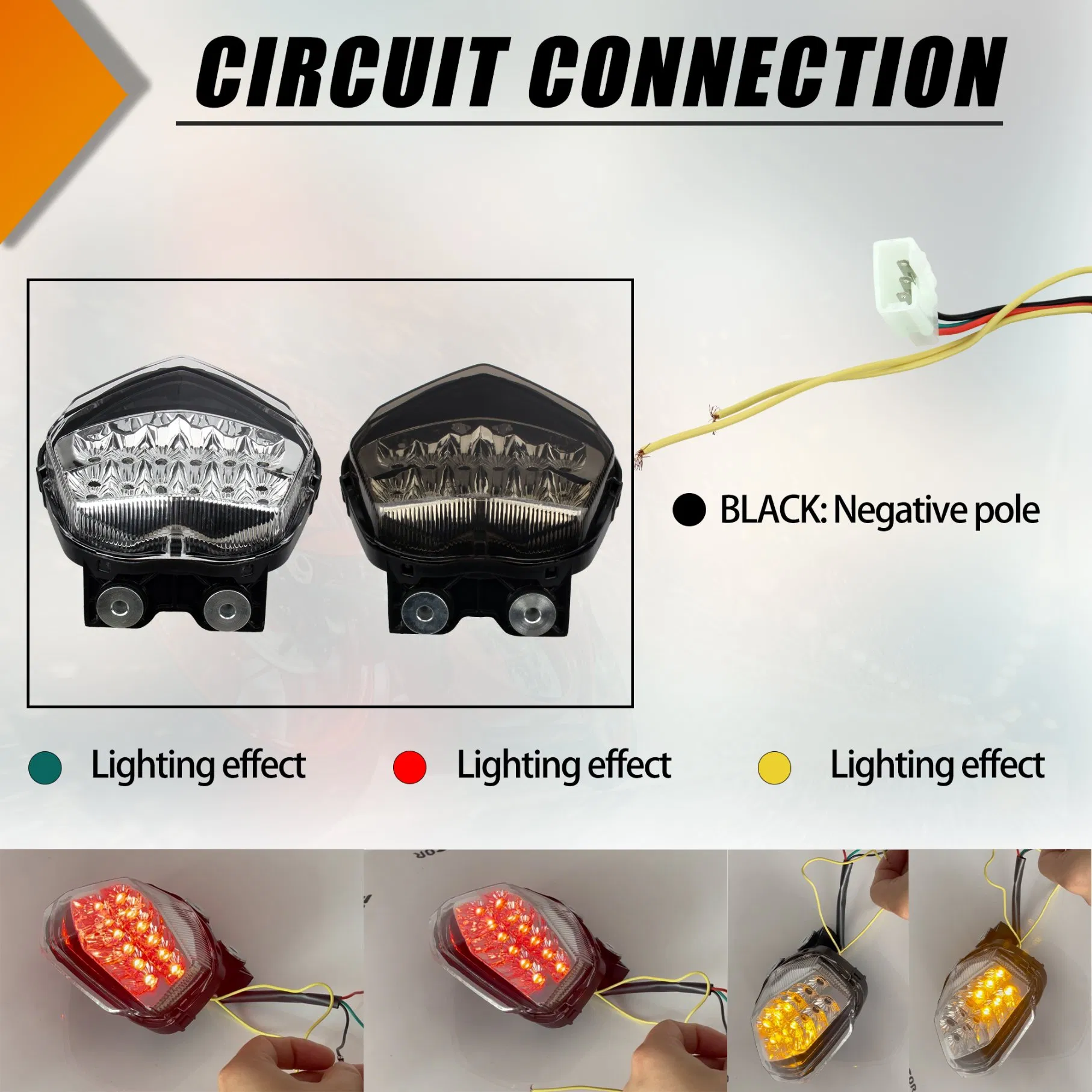 2008-2012 Motorcycle Red LED Rear Turn Signal Tail Stop Light Lamps Integrated Motorbike Brake Taillight for Kawasaki Ninja250