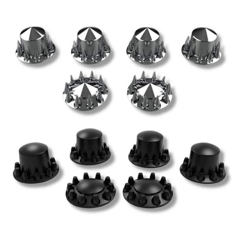 Axle Wheel Covers with 33mm Thread-on Lug Nuts for Truck Trailer Bus