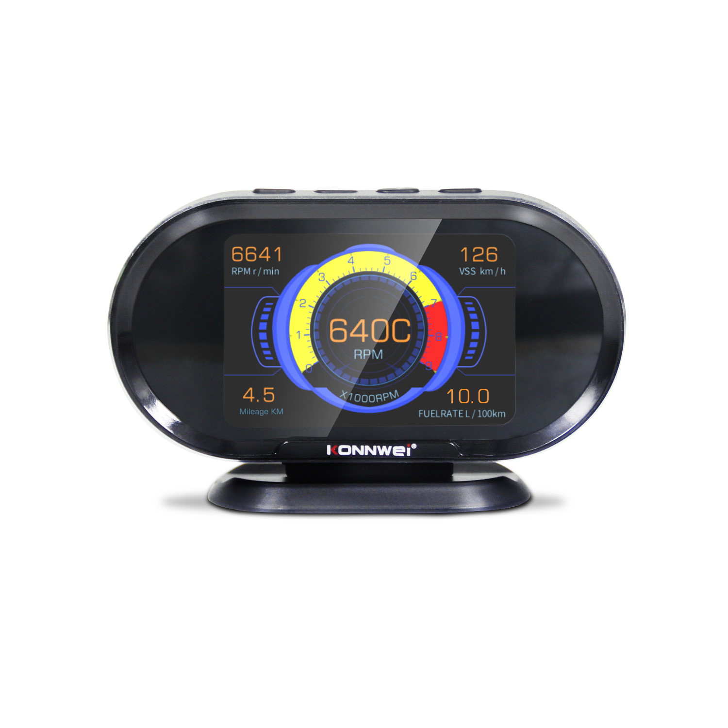Цифровой датчик температуры и скорости OBD Konnwei KW206 с HUD-дисплеем