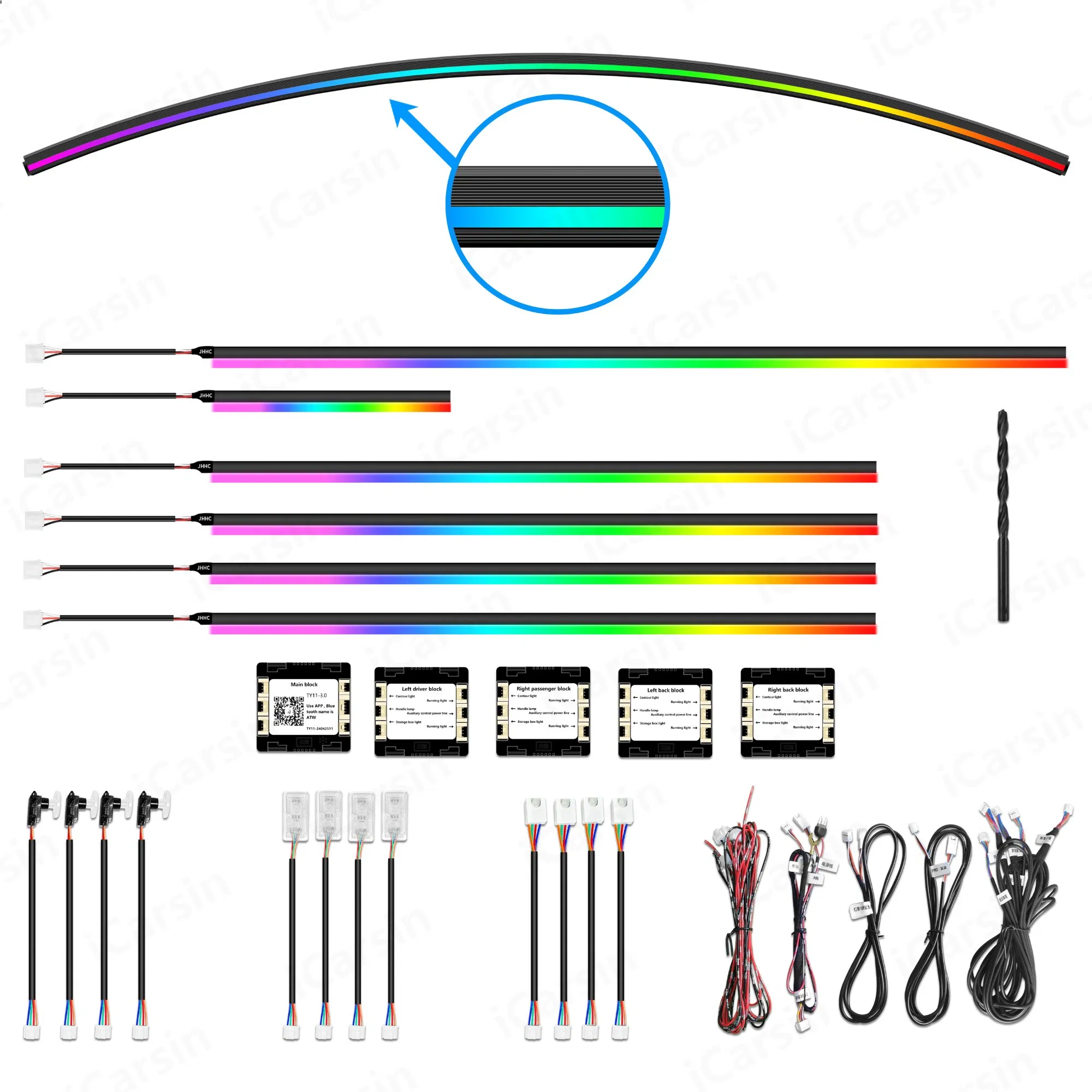 150cm Universal Ambient Light Dashboard Surrounding Strip Lights Interior Light Accessories