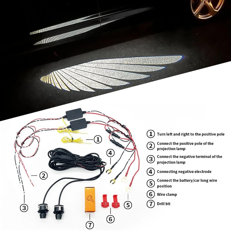 Проектор крыла ангела для двери авто, светодиодная подсветка