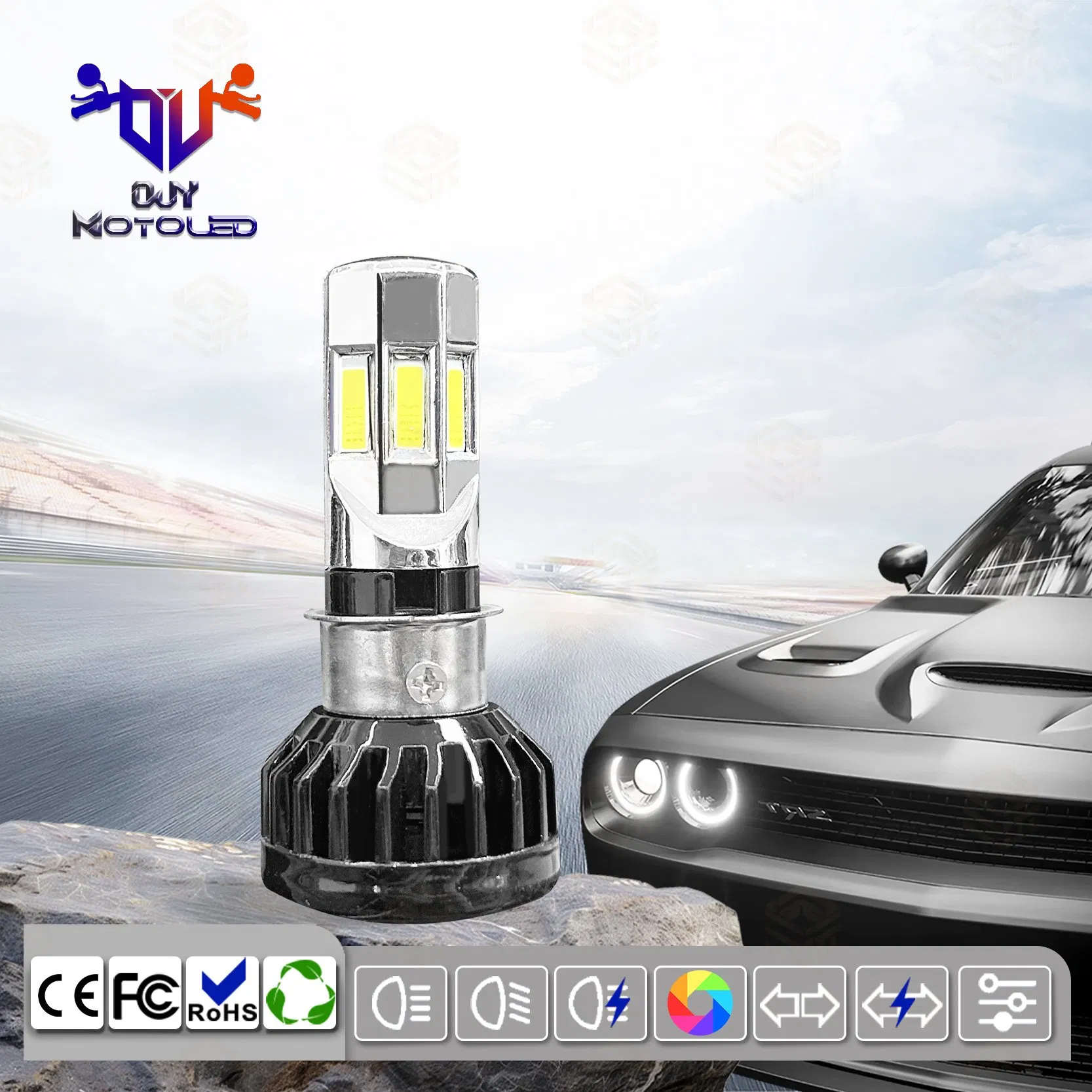 Ultra Bright Dual Lens LED Car Headlights (fan cooling version) H7/H4/9005 Universal Headlights