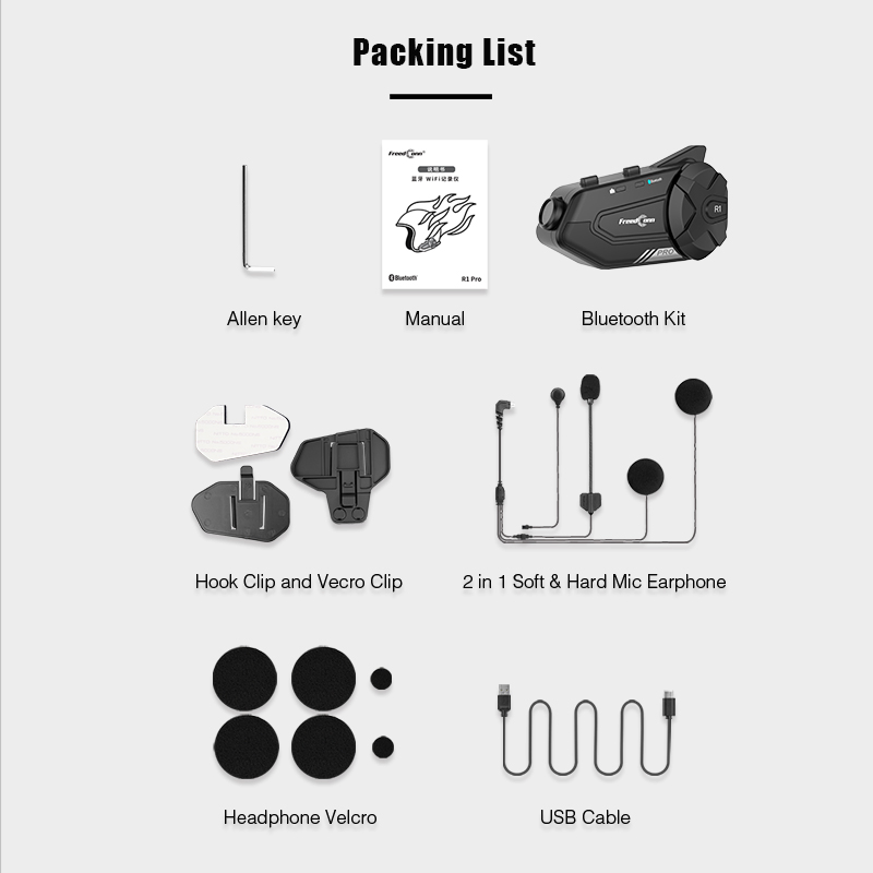 Freedconn R1 PRO HiFi Sound Noise Cancelling Helmet Music Bluetooth Helmet Intercom