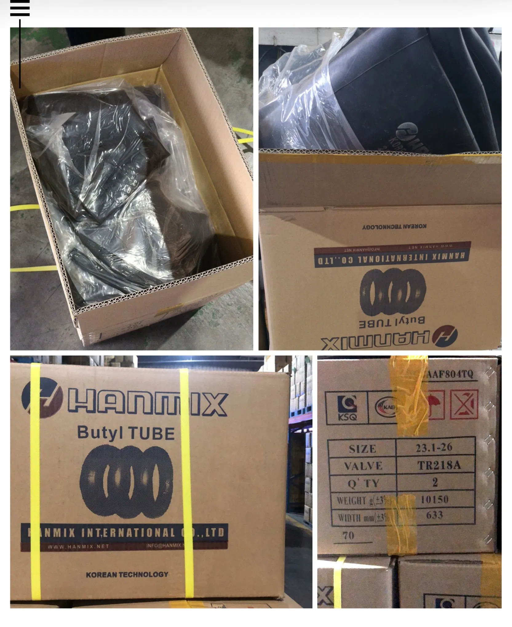 Hanmix Truck Tire Car Tyre Tube LTR Korean Technology Natural Rubber Tube 700/750-15, 700/750-16, 825-16, 900/1000-20 Butyl Inner Tube