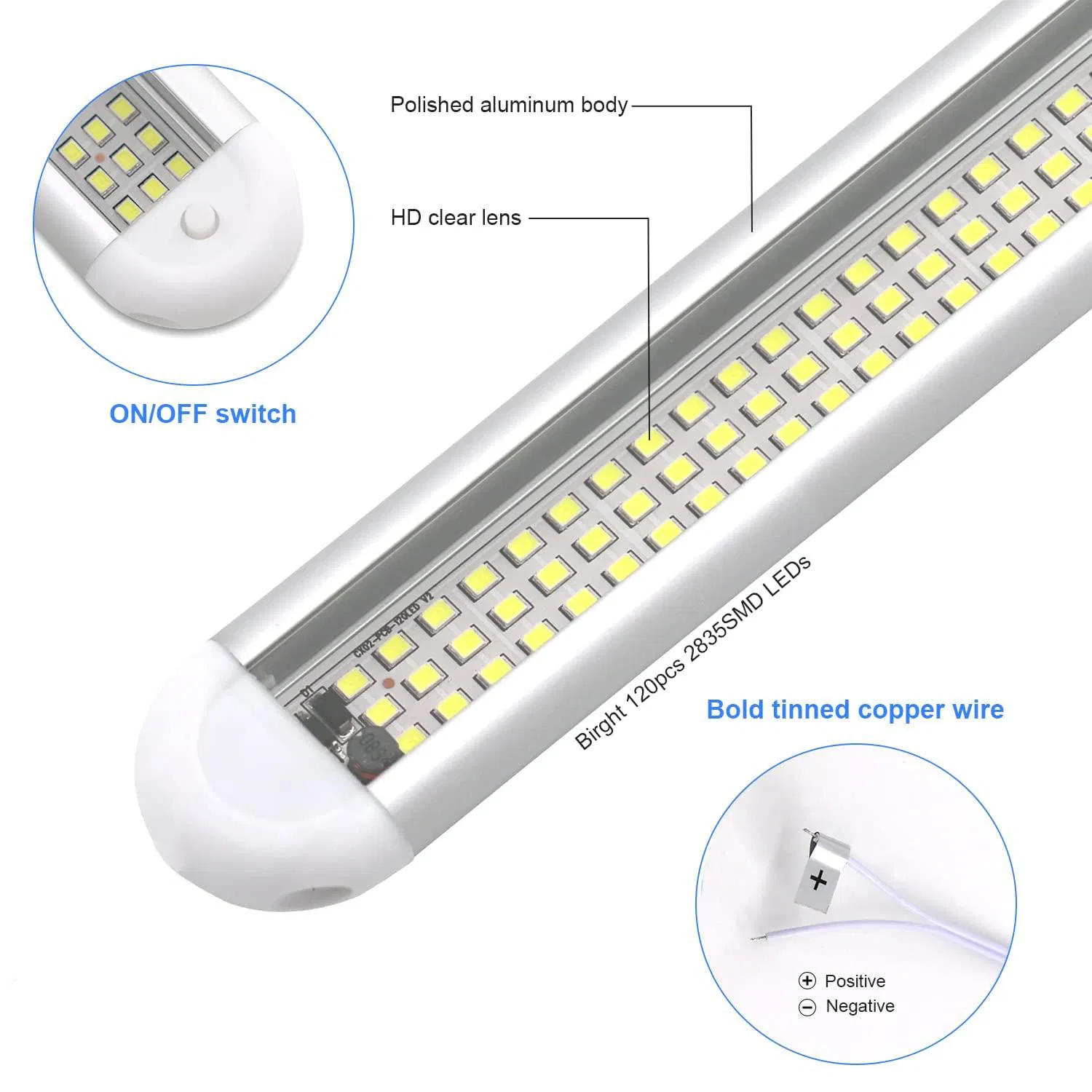 Универсальный светодиодный светильник для чтения в авто 12W, 120 LED