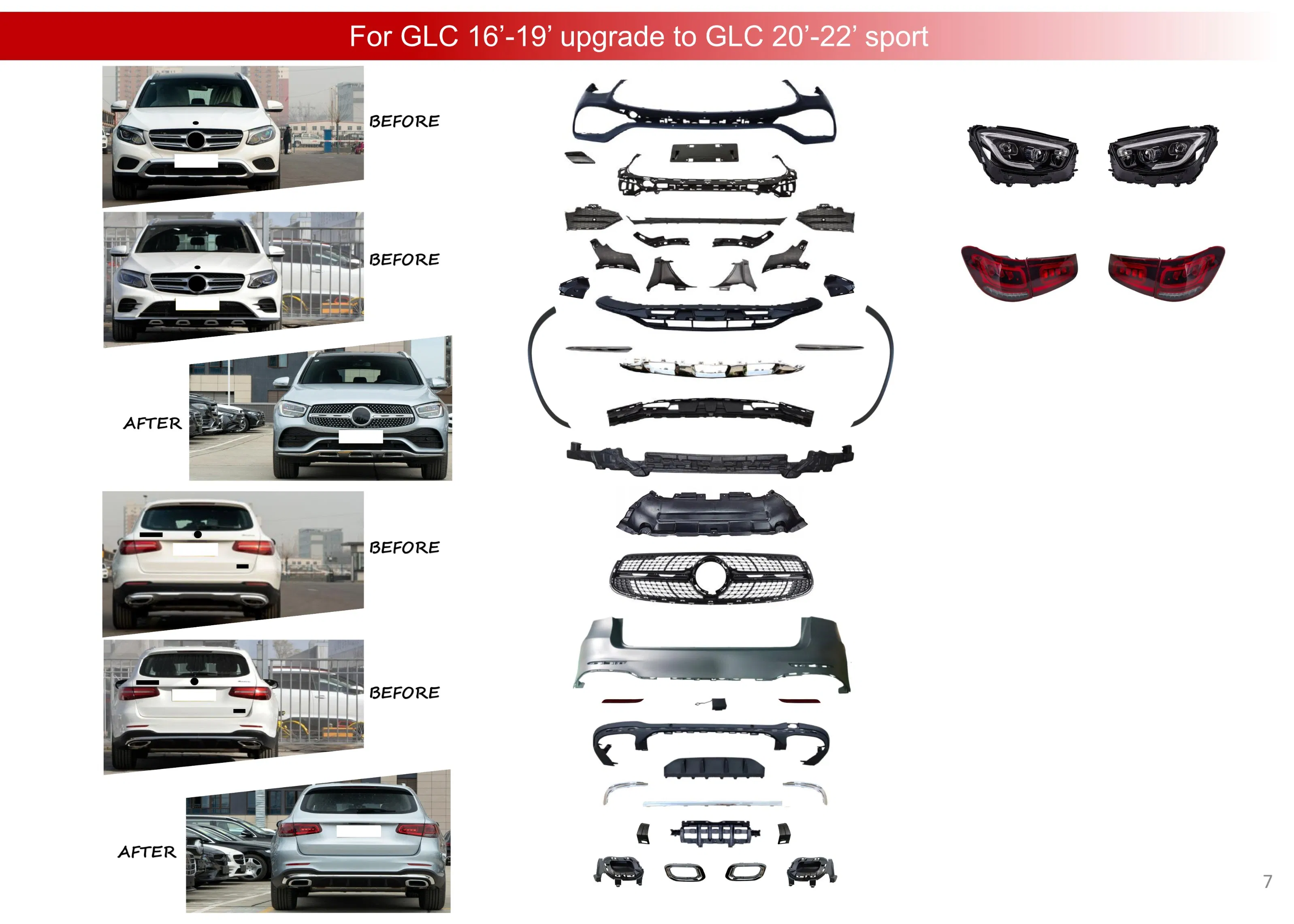 Sport Bumper Body Kit for Gle350 Upgrade to Gle450 167 2021 with Front Grille